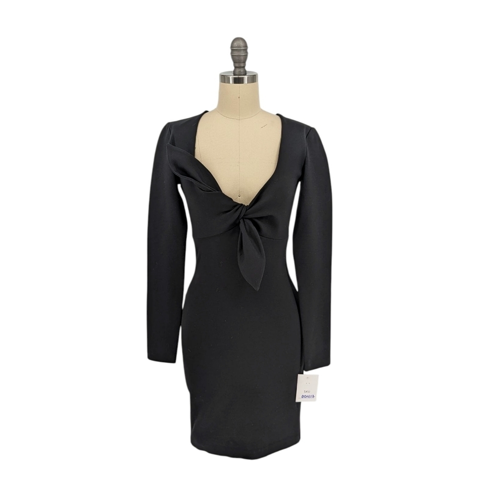 00417 Marciano Ponte Knit Bow Bodycon Dress Black size Small party cocktail